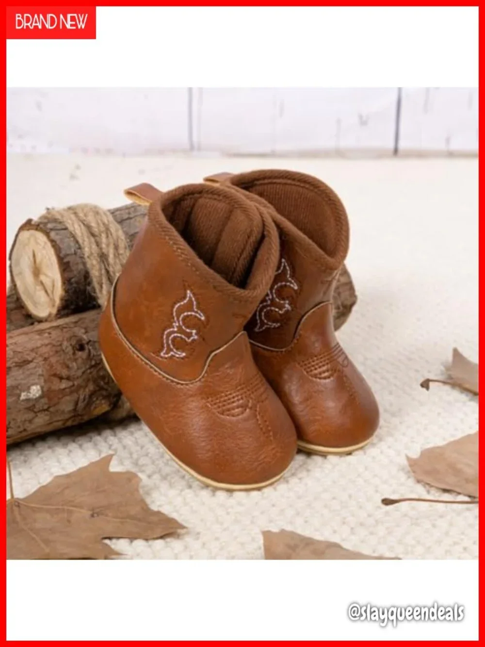 Baby Western Cowboy Boots Faux Leather Soft Sole Non-Slip First Walker